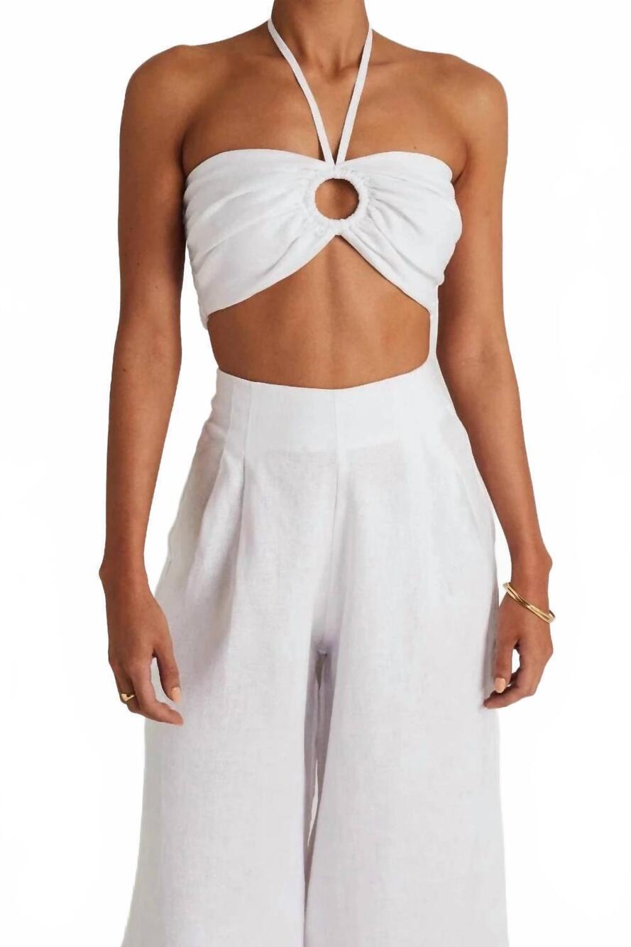 NEW FAITHFULL THE BRAND cyprus crop top in plain white